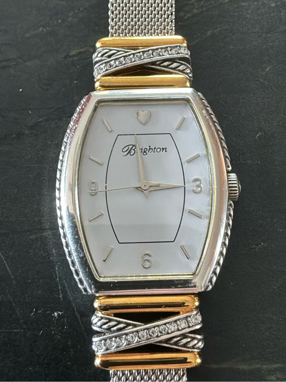 Brighton Two-Tone Silver and Gold Mesh Bracelet Watch